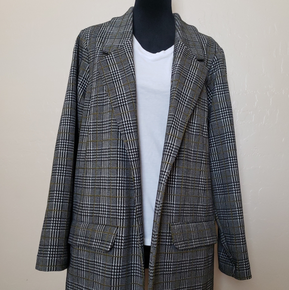 Liverpool Plaid Open-Front Joonie Boyfriend Blazer Women's Plus Size 1X